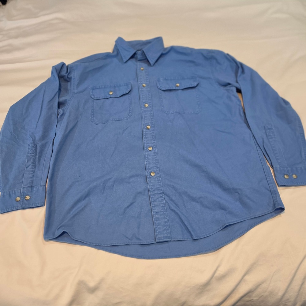 Vintage LL Bean Blue Denim Button Down Shirt Mens Large Excellent 100% Cotton